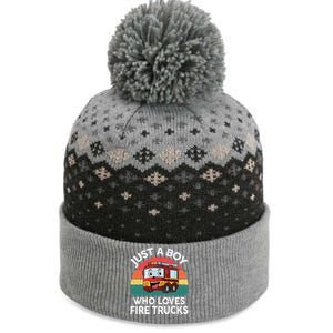 Just A Boy Who Loves Fire Trucks Firefighter The Baniff Cuffed Pom Beanie