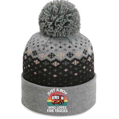 Just A Boy Who Loves Fire Trucks Firefighter The Baniff Cuffed Pom Beanie