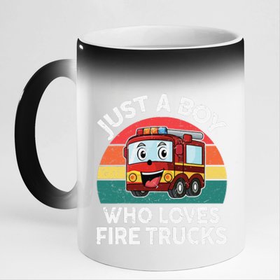 Just A Boy Who Loves Fire Trucks Firefighter 11oz Black Color Changing Mug