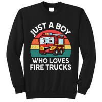 Just A Boy Who Loves Fire Trucks Firefighter Sweatshirt