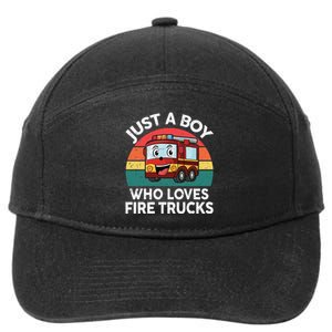 Just A Boy Who Loves Fire Trucks Firefighter 7-Panel Snapback Hat