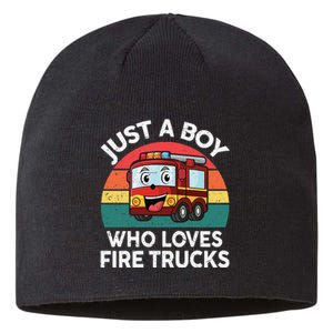 Just A Boy Who Loves Fire Trucks Firefighter Sustainable Beanie