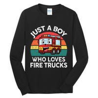 Just A Boy Who Loves Fire Trucks Firefighter Tall Long Sleeve T-Shirt