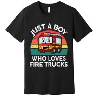 Just A Boy Who Loves Fire Trucks Firefighter Premium T-Shirt