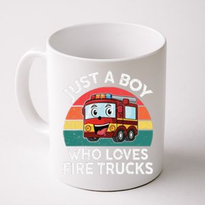 Just A Boy Who Loves Fire Trucks Firefighter Coffee Mug