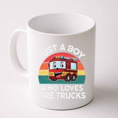 Just A Boy Who Loves Fire Trucks Firefighter Coffee Mug