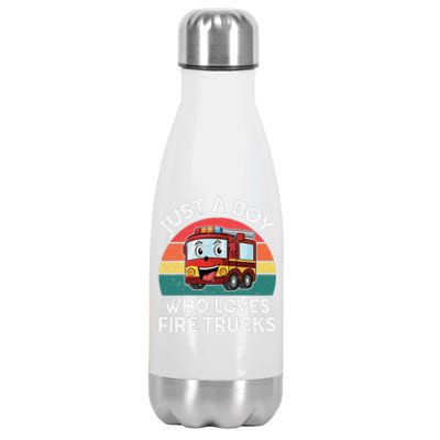 Just A Boy Who Loves Fire Trucks Firefighter Stainless Steel Insulated Water Bottle