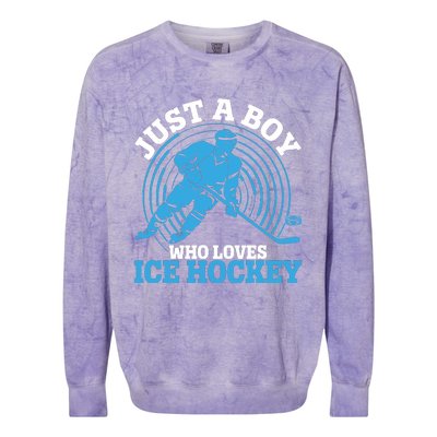 Just A Boy Who Loves Ice Hockey For Hockey Colorblast Crewneck Sweatshirt