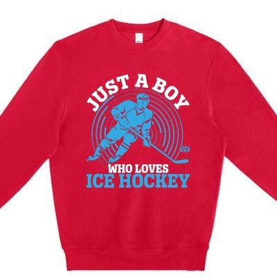 Just A Boy Who Loves Ice Hockey For Hockey Premium Crewneck Sweatshirt