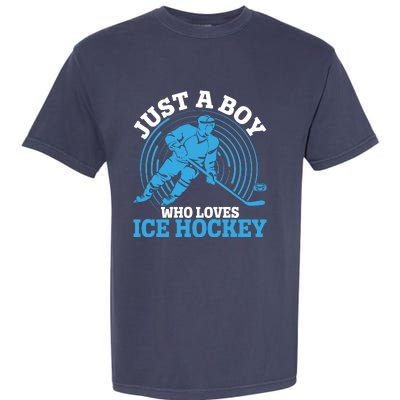 Just A Boy Who Loves Ice Hockey For Hockey Garment-Dyed Heavyweight T-Shirt