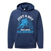 Just A Boy Who Loves Ice Hockey For Hockey Performance Fleece Hoodie