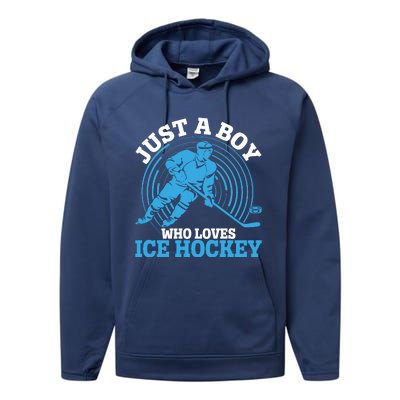 Just A Boy Who Loves Ice Hockey For Hockey Performance Fleece Hoodie