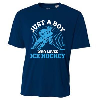 Just A Boy Who Loves Ice Hockey For Hockey Cooling Performance Crew T-Shirt