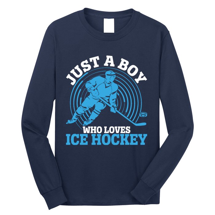 Just A Boy Who Loves Ice Hockey For Hockey Long Sleeve Shirt