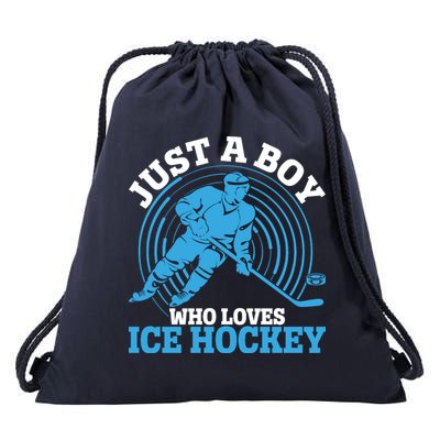 Just A Boy Who Loves Ice Hockey For Hockey Drawstring Bag