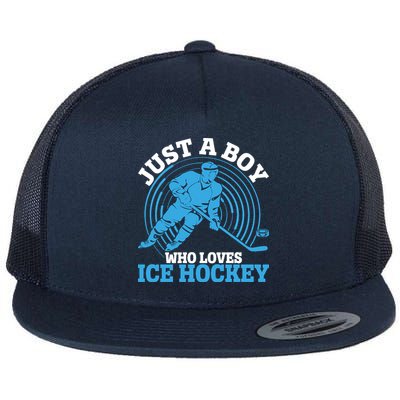 Just A Boy Who Loves Ice Hockey For Hockey Flatbill Hat