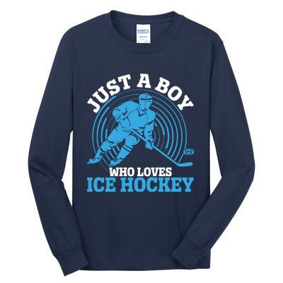 Just A Boy Who Loves Ice Hockey For Hockey Tall Long Sleeve T-Shirt