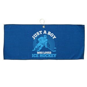 Just A Boy Who Loves Ice Hockey For Hockey Large Microfiber Waffle Golf Towel