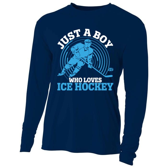 Just A Boy Who Loves Ice Hockey For Hockey Cooling Performance Long Sleeve Crew