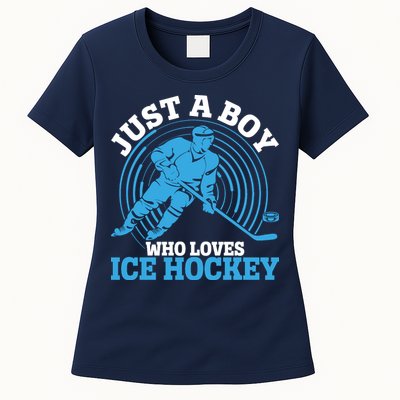 Just A Boy Who Loves Ice Hockey For Hockey Womens T-Shirt