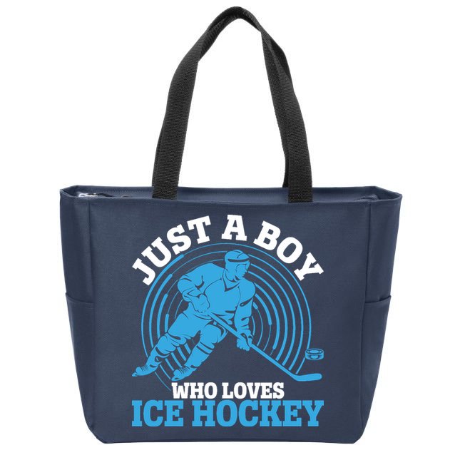 Just A Boy Who Loves Ice Hockey For Hockey Zip Tote Bag