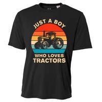 Just A Boy Who Loves Tractors Farm Kids Birthday Gift Cooling Performance Crew T-Shirt