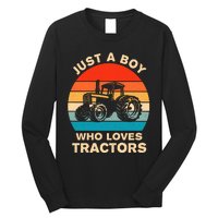 Just A Boy Who Loves Tractors Farm Kids Birthday Gift Long Sleeve Shirt