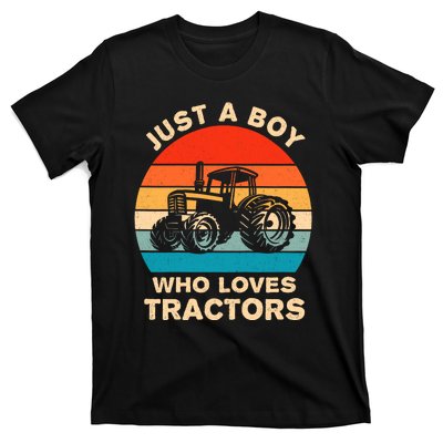 Just A Boy Who Loves Tractors Farm Kids Birthday Gift T-Shirt