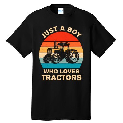 Just A Boy Who Loves Tractors Farm Kids Birthday Gift Tall T-Shirt