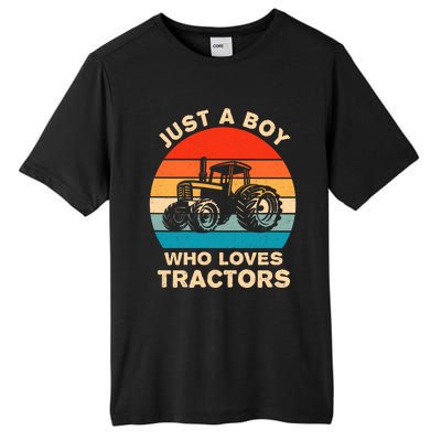 Just A Boy Who Loves Tractors Farm Kids Birthday Gift Tall Fusion ChromaSoft Performance T-Shirt