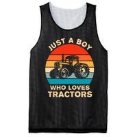 Just A Boy Who Loves Tractors Farm Kids Birthday Gift Mesh Reversible Basketball Jersey Tank