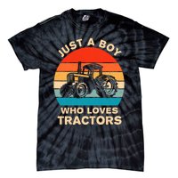 Just A Boy Who Loves Tractors Farm Kids Birthday Gift Tie-Dye T-Shirt