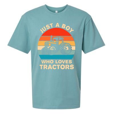 Just A Boy Who Loves Tractors Farm Kids Birthday Gift Sueded Cloud Jersey T-Shirt