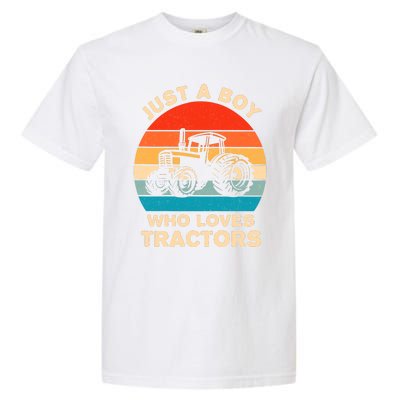 Just A Boy Who Loves Tractors Farm Kids Birthday Gift Garment-Dyed Heavyweight T-Shirt