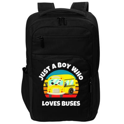 Just A Boy Who Loves Buses Birthday Yellow School Bus Lover Impact Tech Backpack