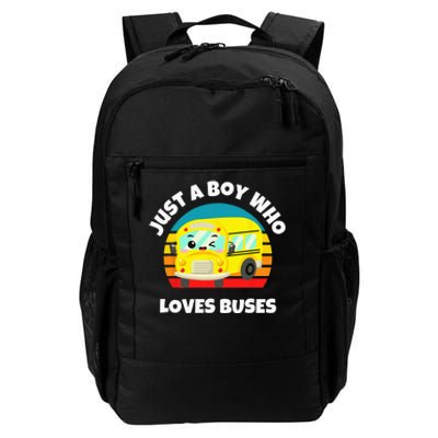 Just A Boy Who Loves Buses Birthday Yellow School Bus Lover Daily Commute Backpack