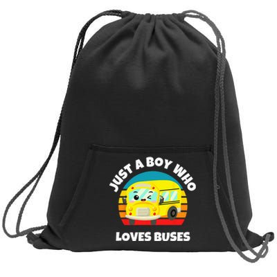 Just A Boy Who Loves Buses Birthday Yellow School Bus Lover Sweatshirt Cinch Pack Bag