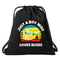 Just A Boy Who Loves Buses Birthday Yellow School Bus Lover Drawstring Bag