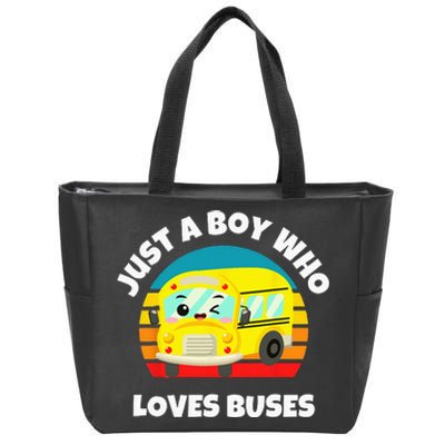 Just A Boy Who Loves Buses Birthday Yellow School Bus Lover Zip Tote Bag