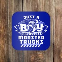 Just A Boy Who Loves Monster Trucks Monster Truck Driver Gift Coaster