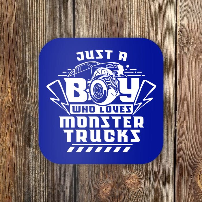 Just A Boy Who Loves Monster Trucks Monster Truck Driver Gift Coaster