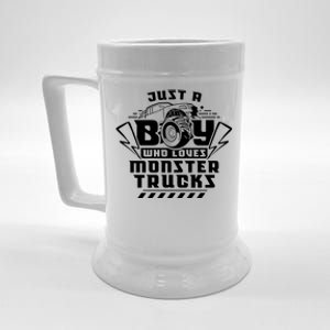 Just A Boy Who Loves Monster Trucks Monster Truck Driver Gift Beer Stein