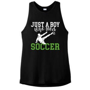 Just A Boy Who Loves Soccer Gift Ladies PosiCharge Tri-Blend Wicking Tank