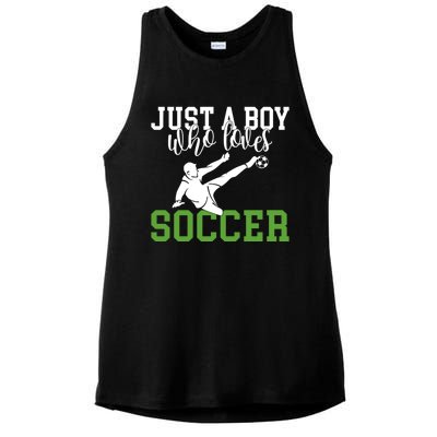 Just A Boy Who Loves Soccer Gift Ladies PosiCharge Tri-Blend Wicking Tank