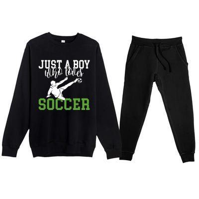 Just A Boy Who Loves Soccer Gift Premium Crewneck Sweatsuit Set