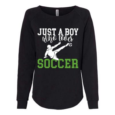 Just A Boy Who Loves Soccer Gift Womens California Wash Sweatshirt