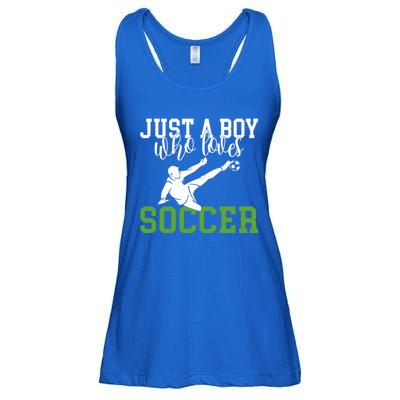 Just A Boy Who Loves Soccer Gift Ladies Essential Flowy Tank