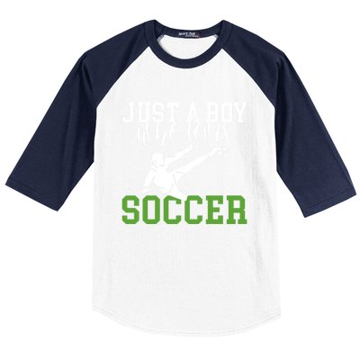 Just A Boy Who Loves Soccer Gift Baseball Sleeve Shirt