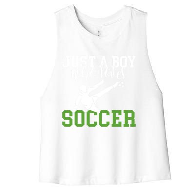 Just A Boy Who Loves Soccer Gift Women's Racerback Cropped Tank