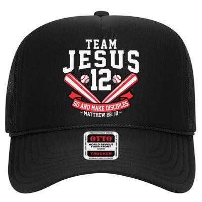 Jesus and Baseball Team Jesus Christian Matthew 2819 Verse High Crown Mesh Back Trucker Hat